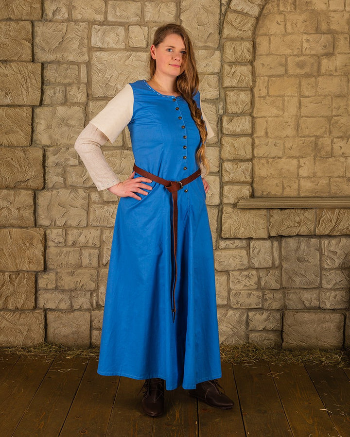 Vestido medieval modelo Elodie, azul-crema