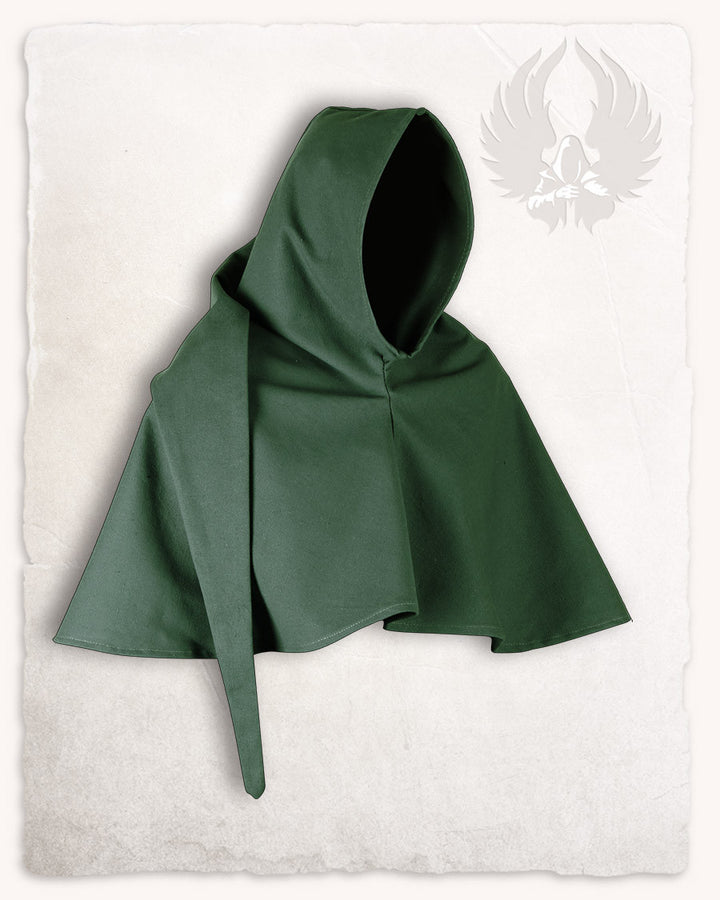 Gugel medieval de algodón verde modelo Benson