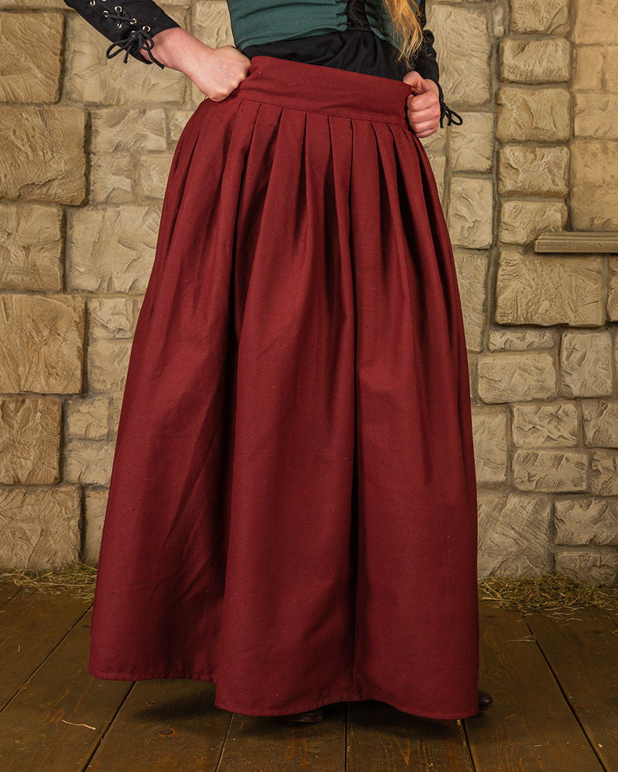 Falda medieval en algodón modelo Anna, burdeos