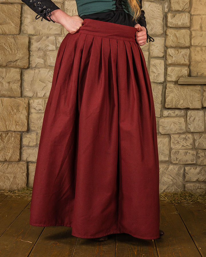 Falda medieval en algodón modelo Anna, burdeos