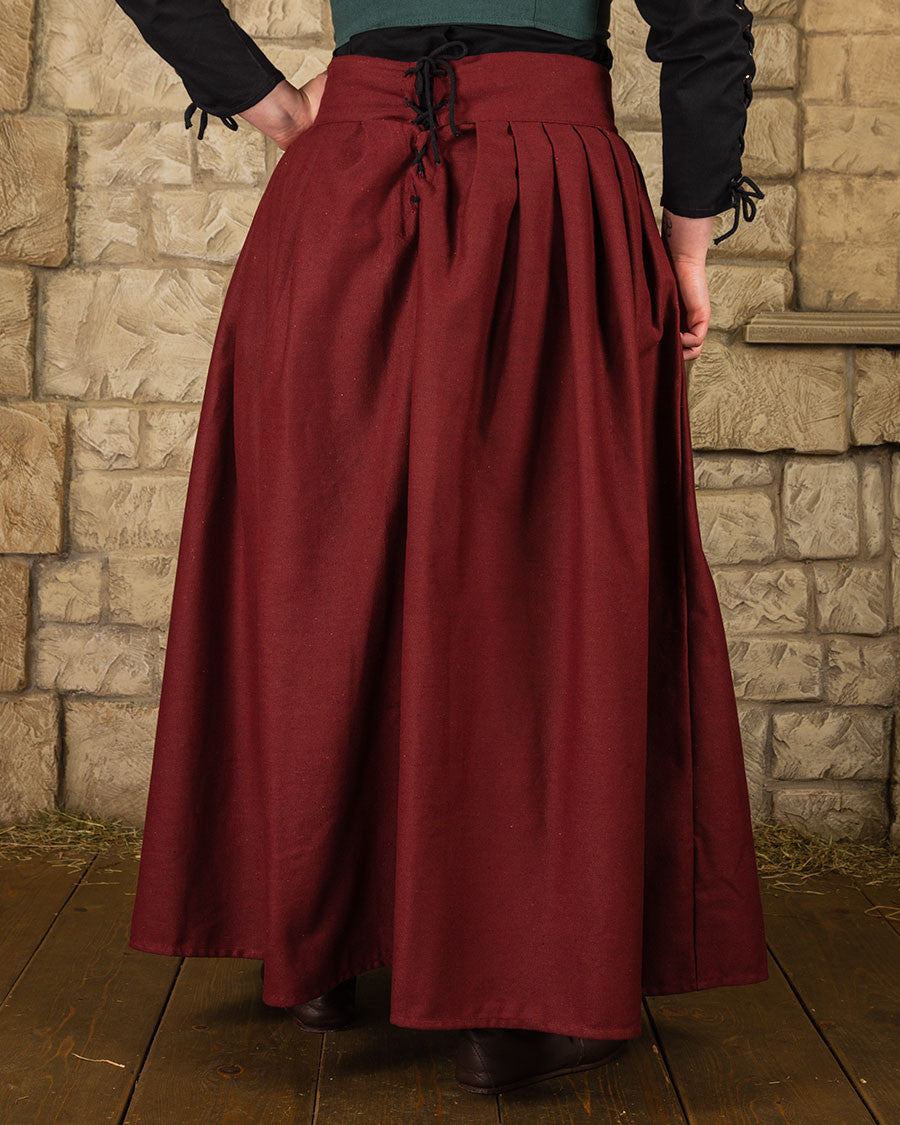 Falda medieval en algodón modelo Anna, burdeos