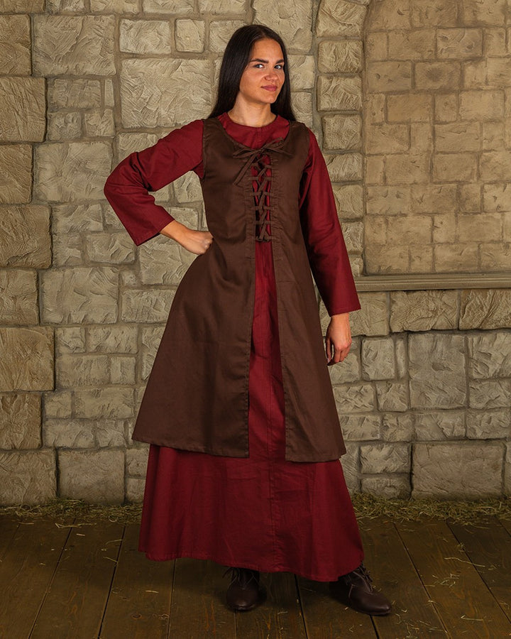 Vestido medieval marrón modelo Leandra