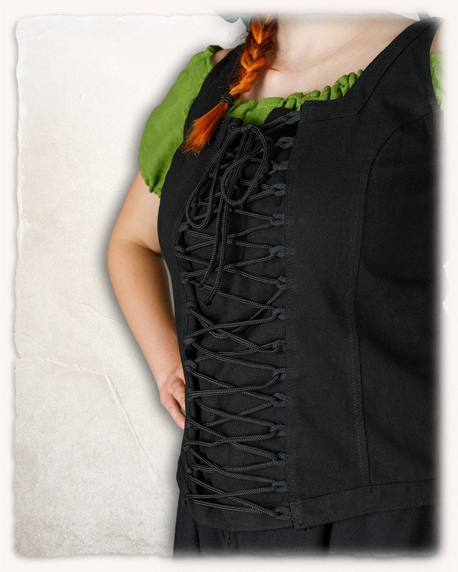 Corpiño medieval modelo Ursula de algodón negro