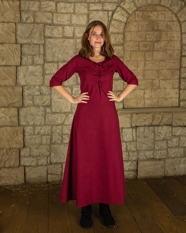 Vestido medieval en algodón rojo modelo Irene
