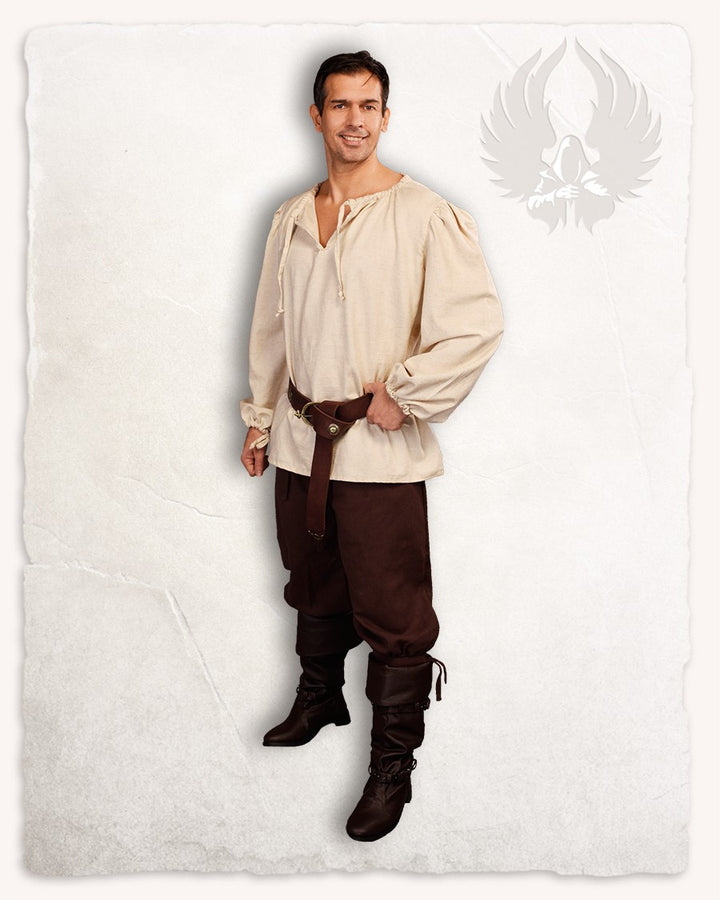 Camisa medieval modelo Rafael, algodón crema