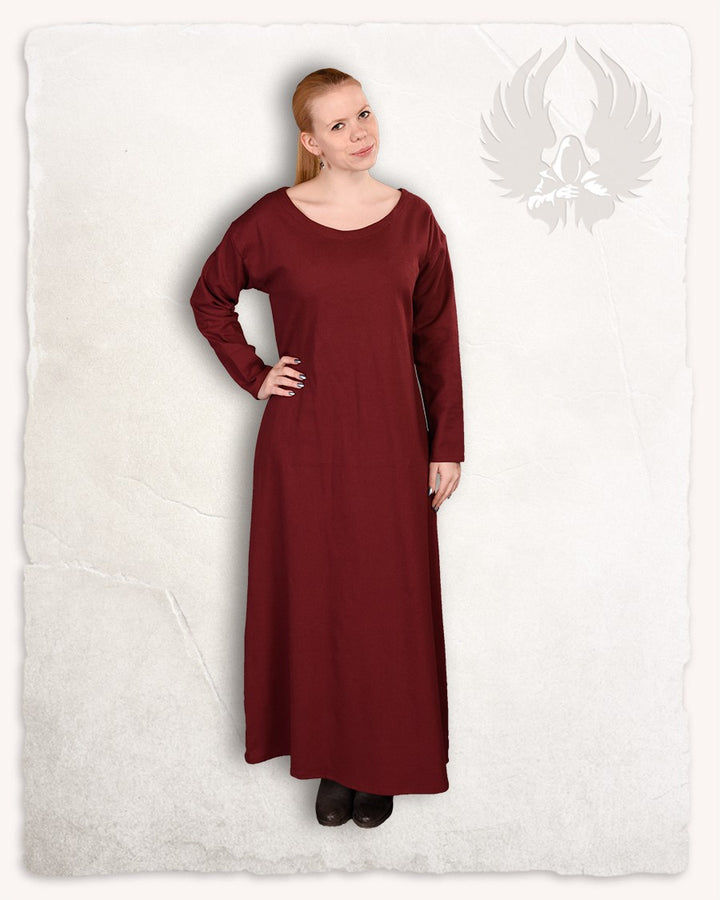 Túnica medieval de mujer en algodón burdeos modelo Lenora