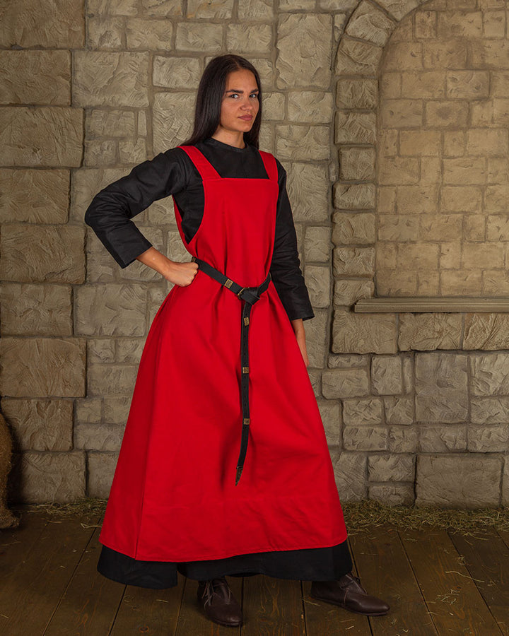 Vestido estilo delantal modelo Lientje, color rojo