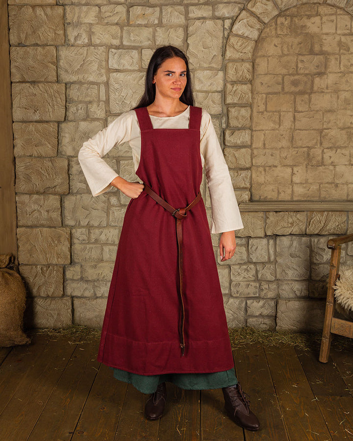 Vestido estilo delantal modelo Lientje, color burdeos