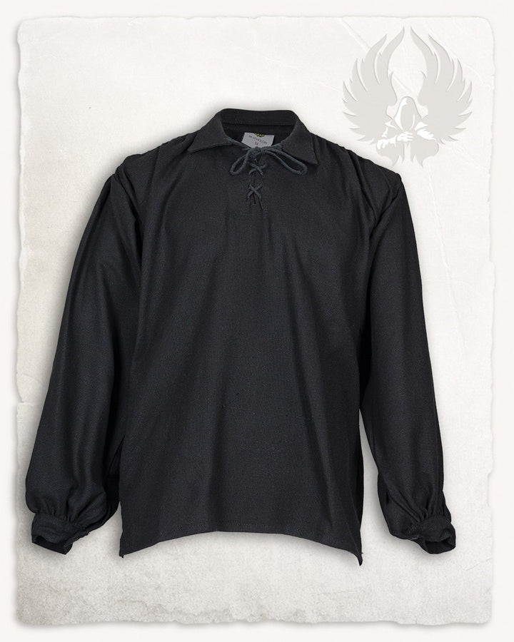 Camisa medieval de lazos modelo Jonathan, color negro