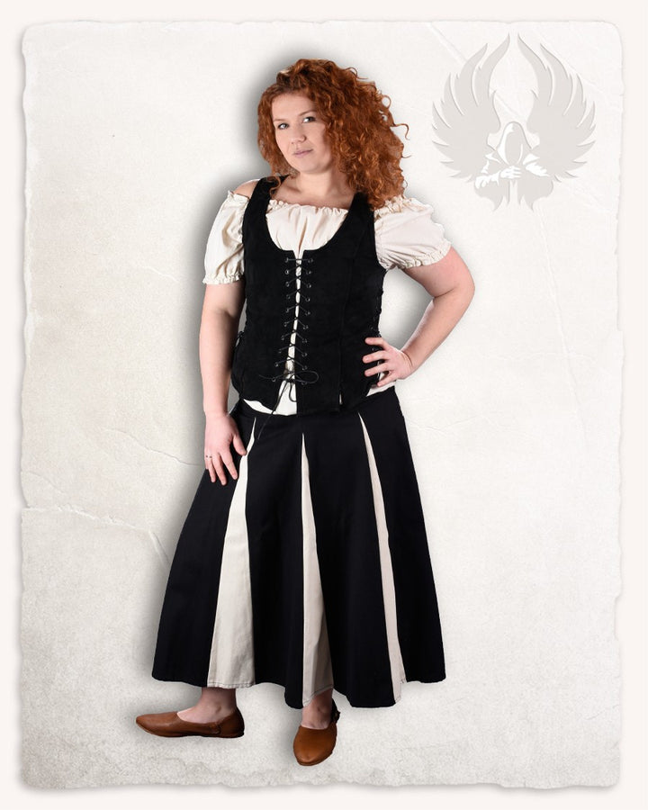 Falda medieval bicolor modelo Isabell (negro-crema)