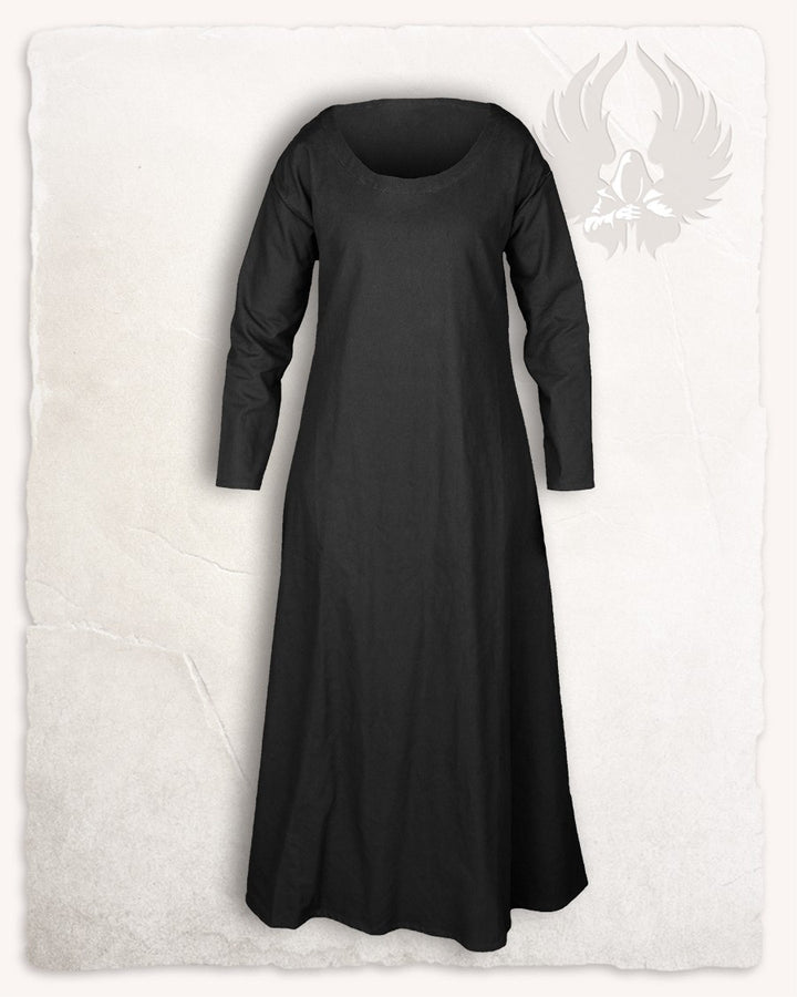 Túnica medieval de mujer en algodón negro modelo Lenora