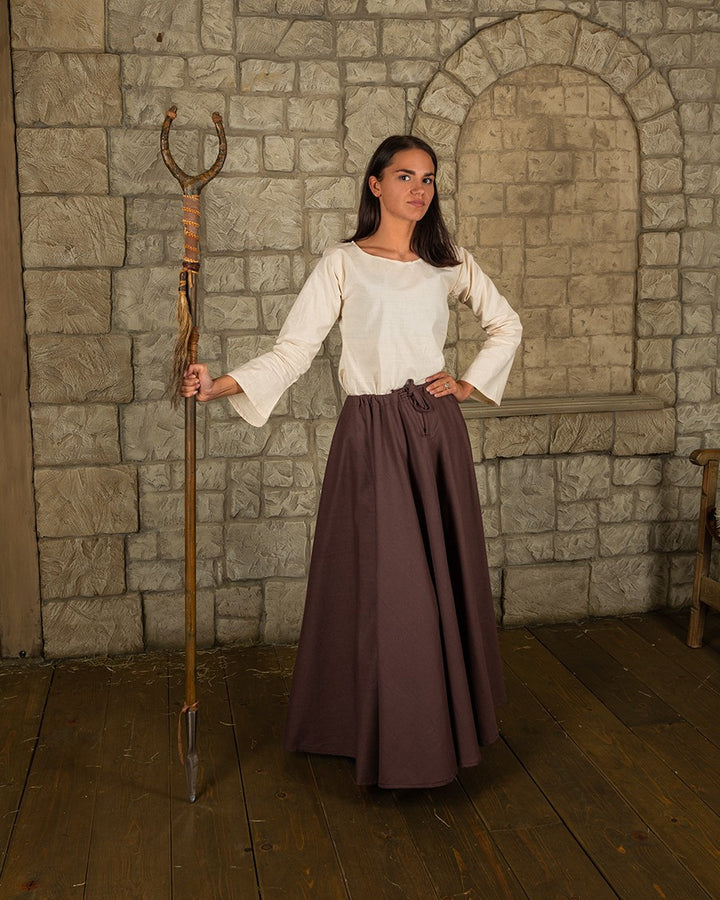 Falda medieval en algodón modelo Úrsula, marrón