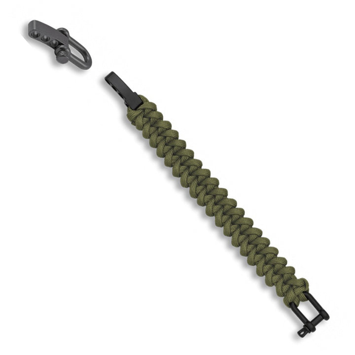 Pulsera paracord verde de supervivencia