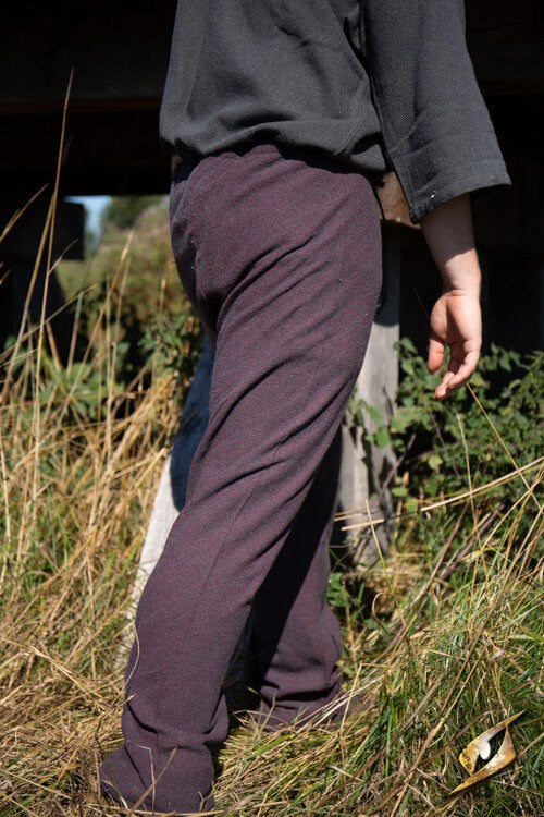 Pantalones vikingo patrón espiga modelo Arvid, gris-burdeos