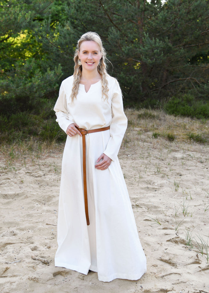 Vestido Medieval Milla Ligero de mujer, blanco natural