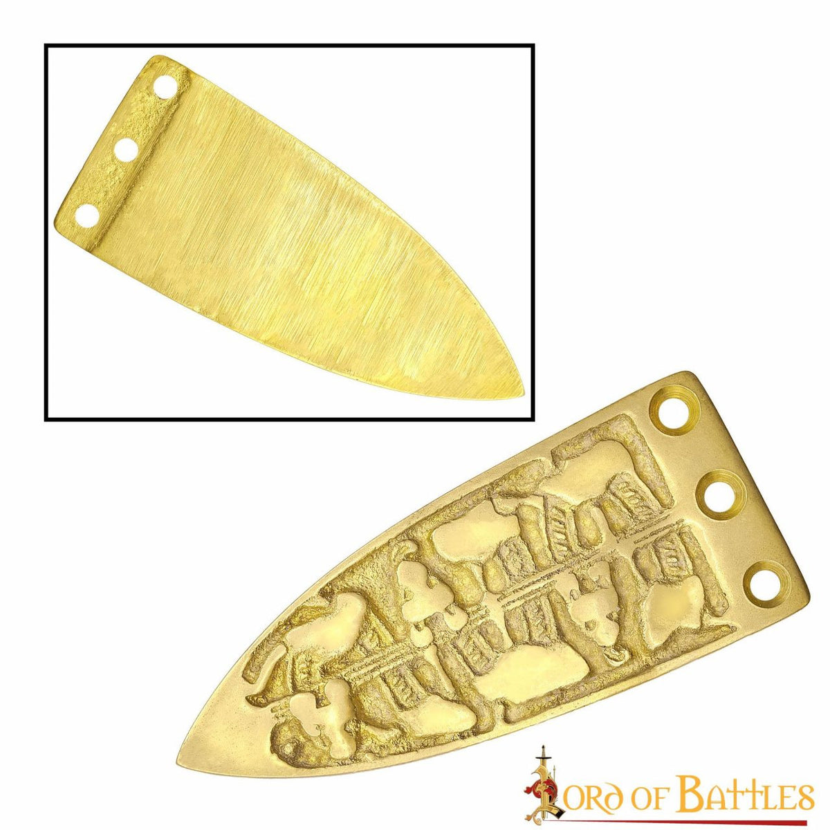 Punta decorativa de cinturón vikingo en latón