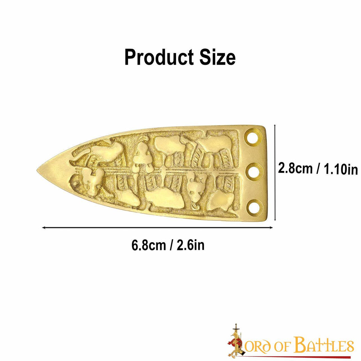 Punta decorativa de cinturón vikingo en latón