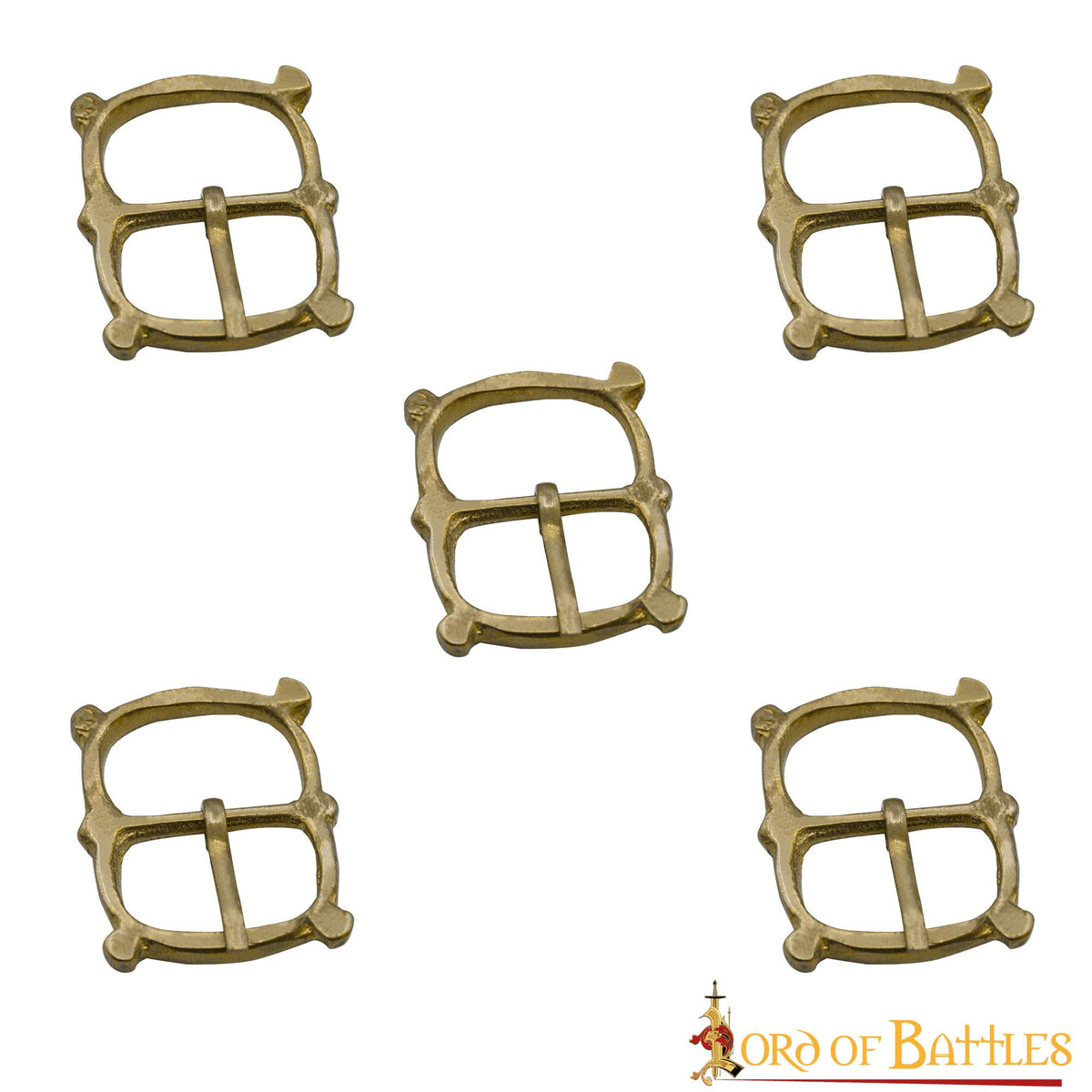 Set 5 hebillas medievales en latón para correas de armaduras