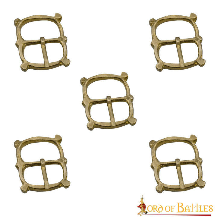 Set 5 hebillas medievales en latón para correas de armaduras