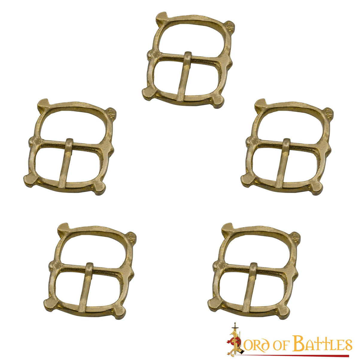 Set 5 hebillas medievales en latón para correas de armaduras
