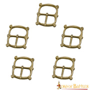 Set 5 hebillas medievales en latón para correas de armaduras