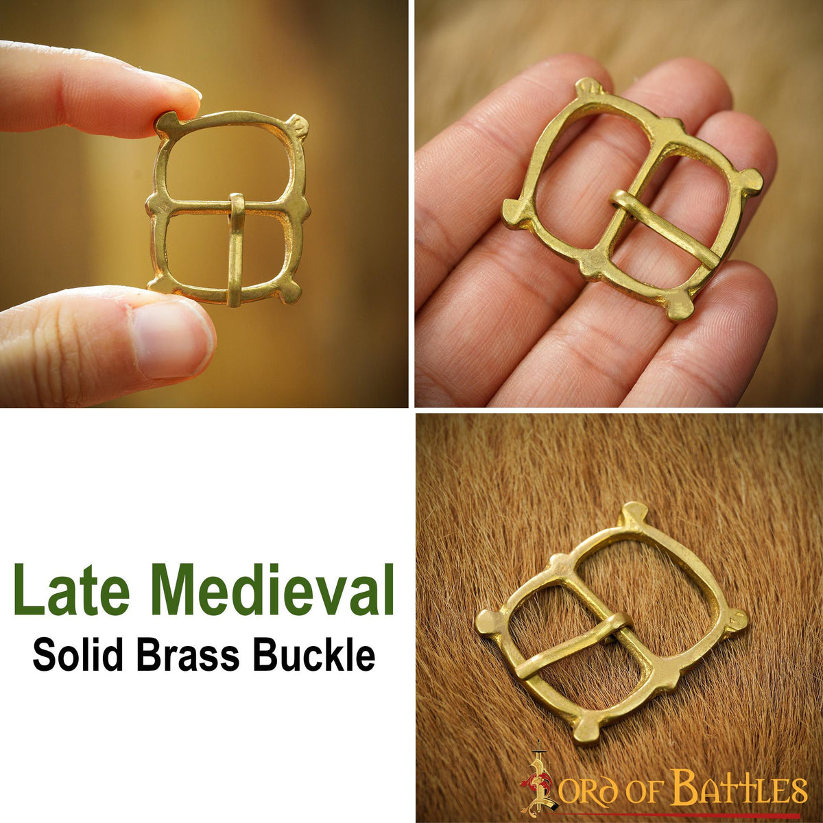 Set 5 hebillas medievales en latón para correas de armaduras