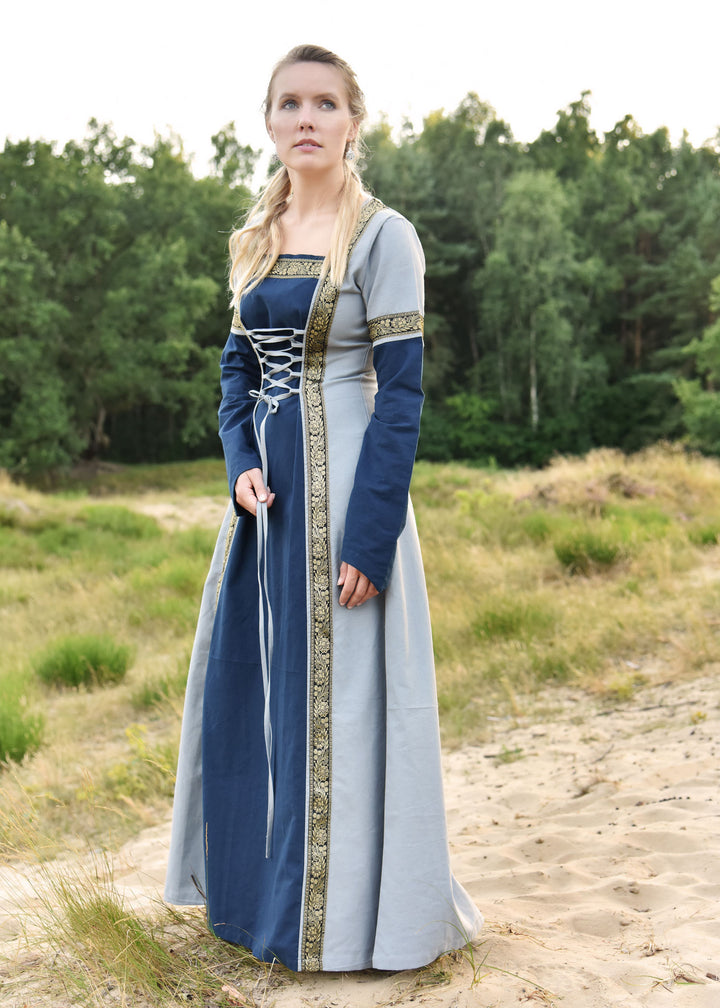 Vestido Medieval Leonor en azul-gris