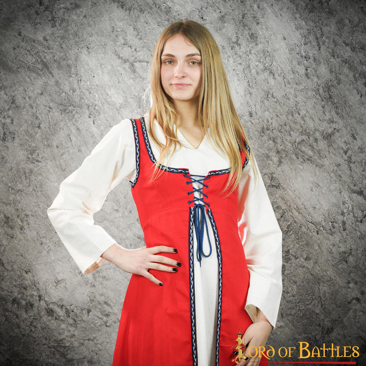 Brial Medieval rojo con cordones