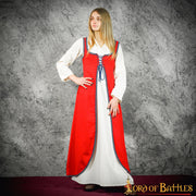 Brial Medieval rojo con cordones