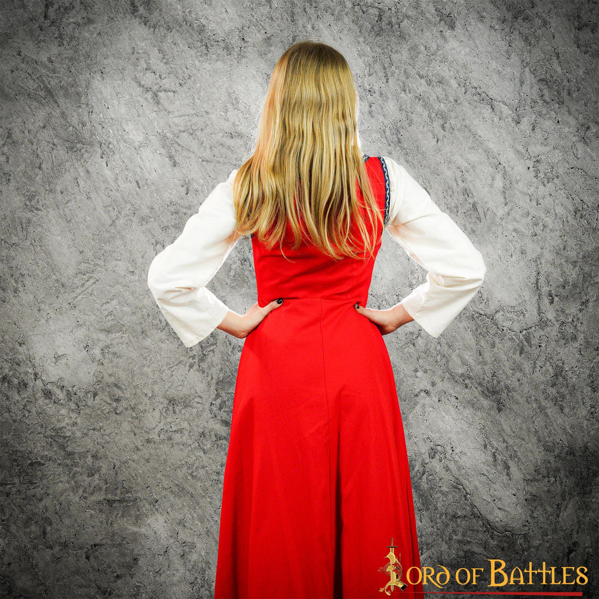 Brial Medieval rojo con cordones