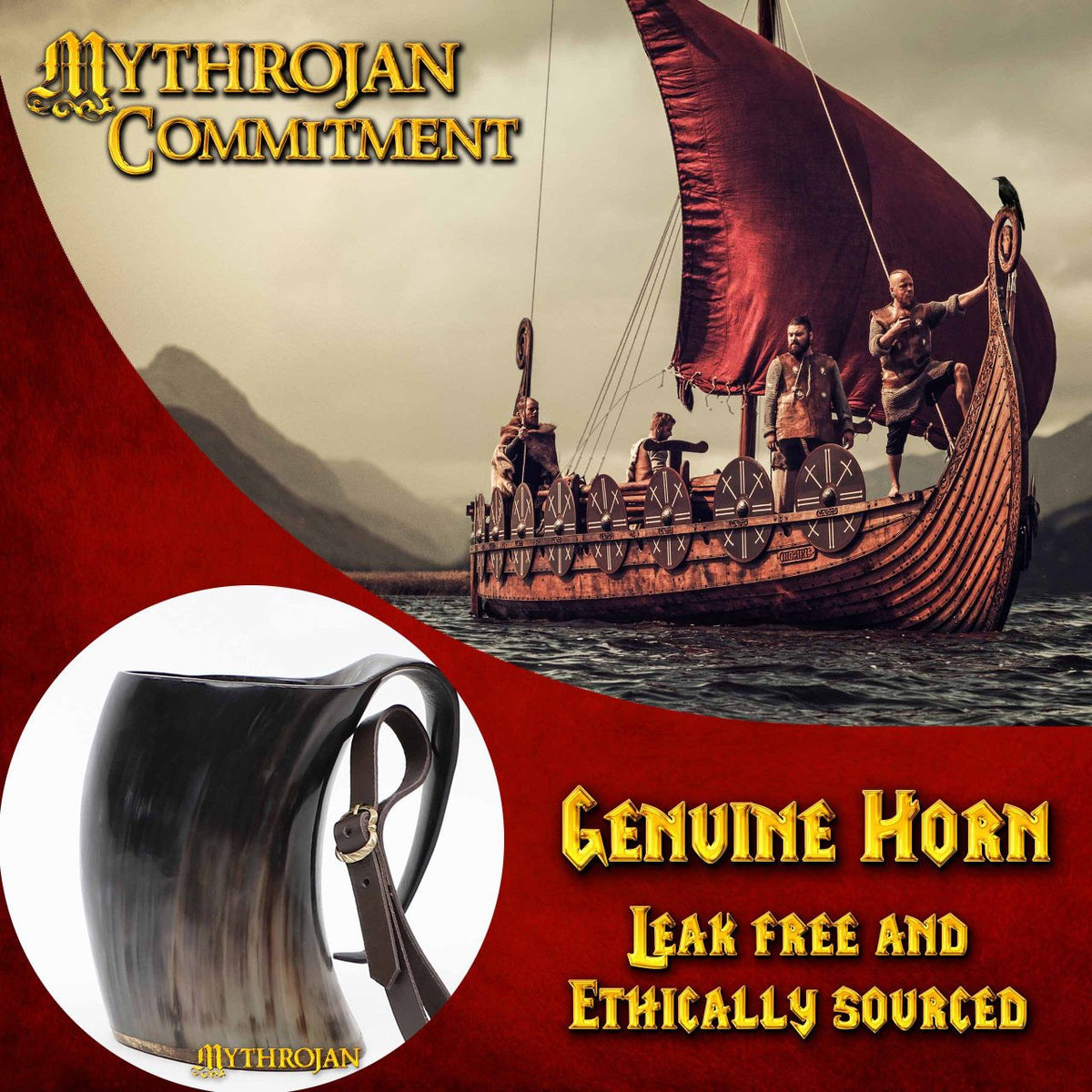 Jarra vikinga con correa para colgar en cinturón (800 ml.)