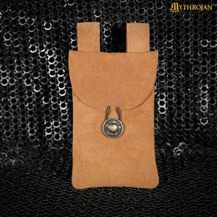 Bolsa medieval marrón, tipo riñonera, para recreacionistas (18,2 x 11,9 cm.)