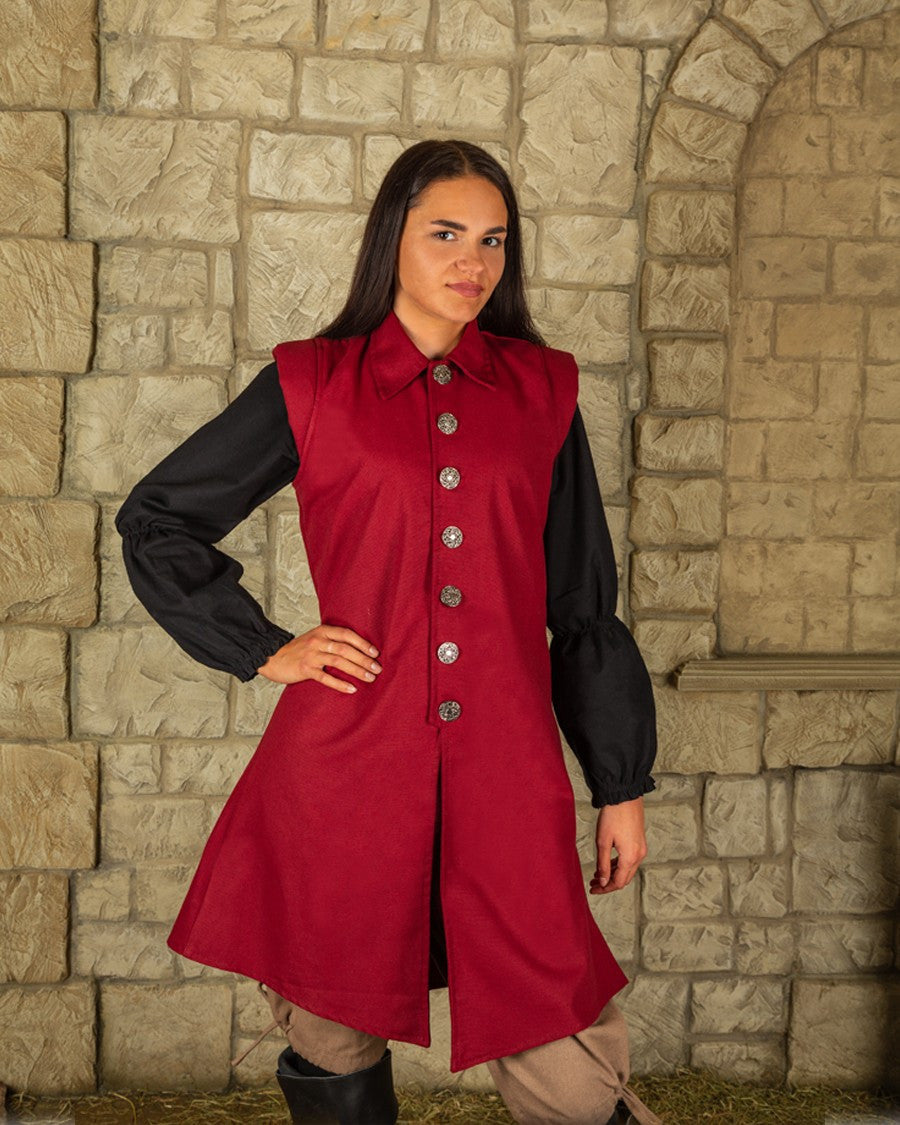 Chaleco medieval Tilly en algodón - burdeos