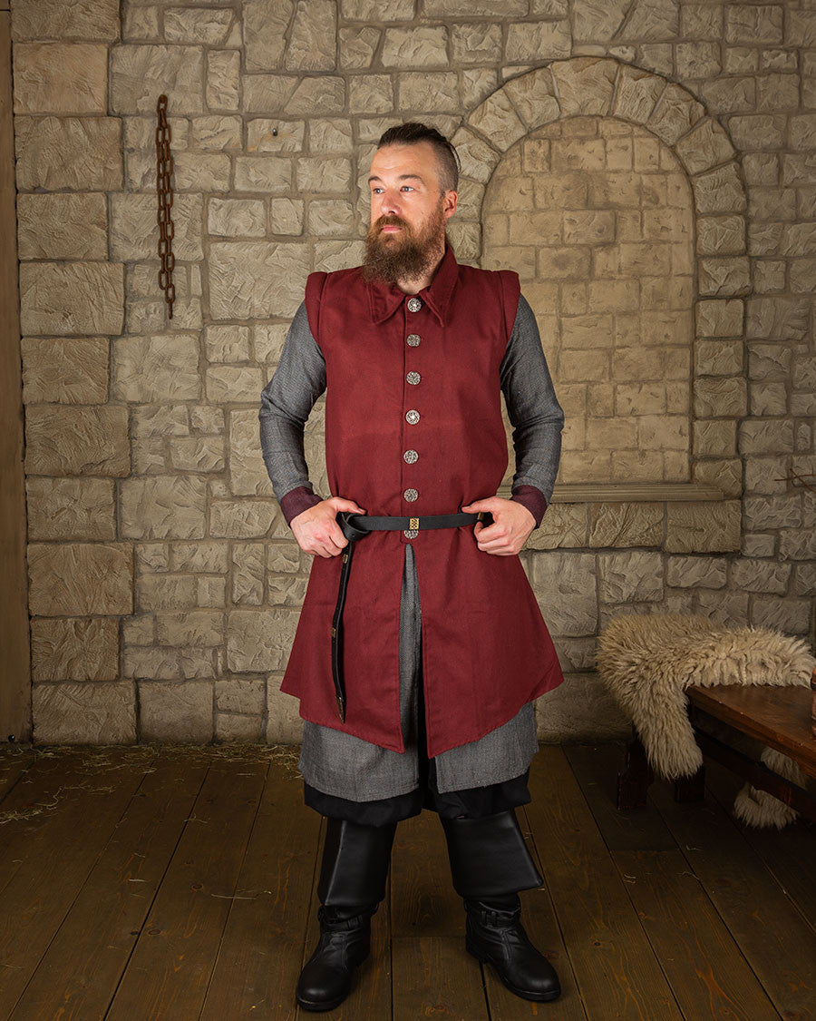 Chaleco medieval Tilly en algodón - burdeos