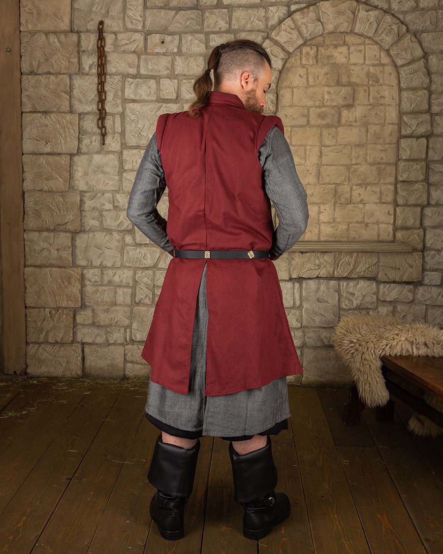 Chaleco medieval Tilly en algodón - burdeos