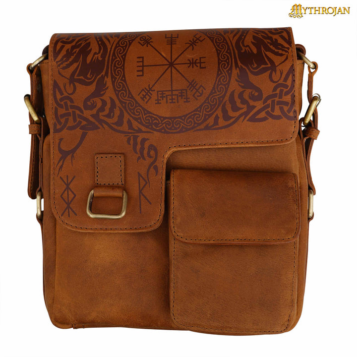 Bolso del viajero diseño Celta en cuero marrón