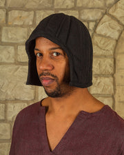 Cofia medieval acolchada protectora Arthur - negra