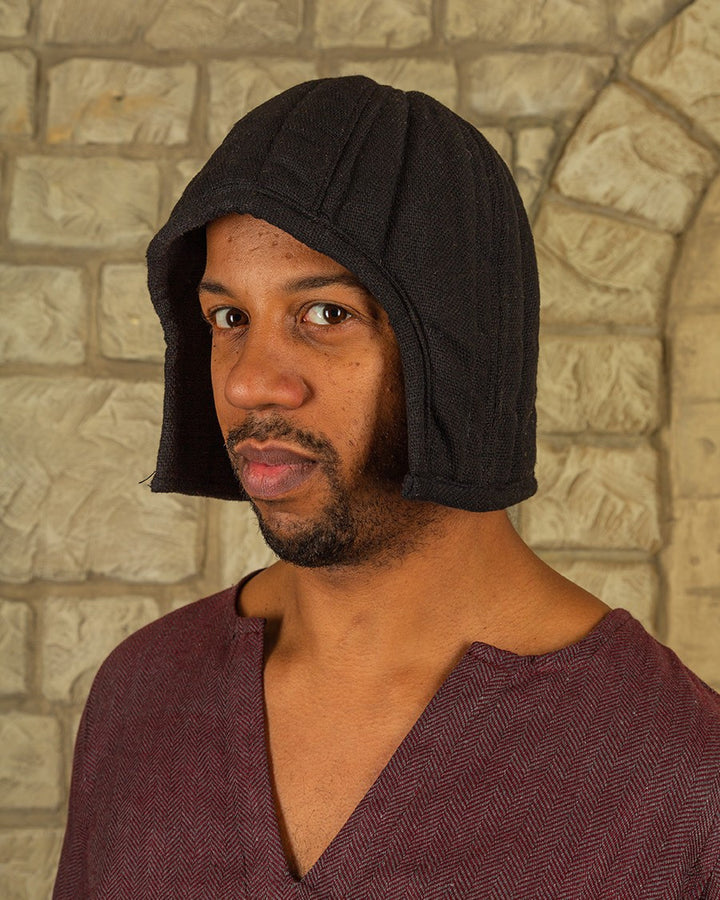 Cofia medieval acolchada protectora Arthur - negra