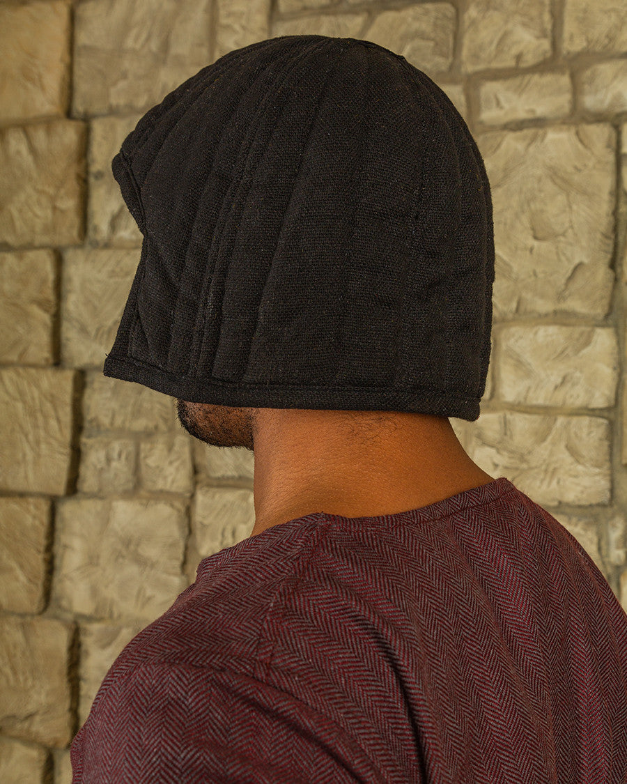 Cofia medieval acolchada protectora Arthur - negra