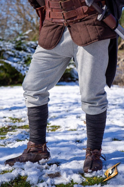 Pantalones mezcla de lana patrón de espiga Fimbul, gris
