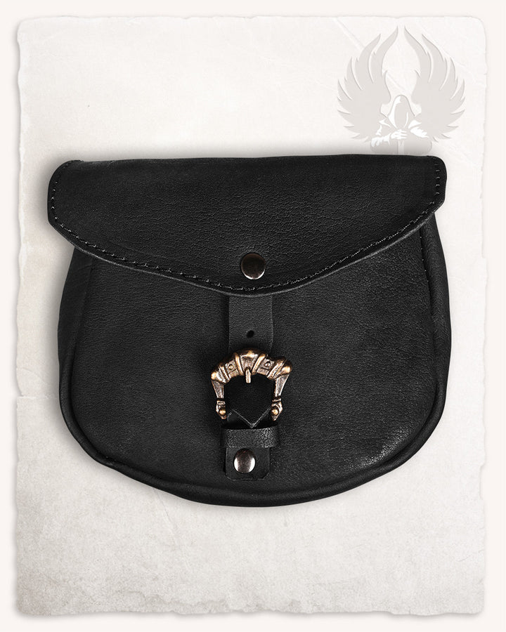 Bolso medieval León, tipo riñonera en negro (20x18 cm.)