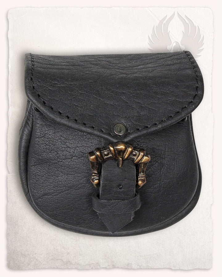 Bolso medieval León, tipo riñonera en negro (14x14 cm.)