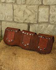Set 3 bolsos medievales León para cinturón en marrón