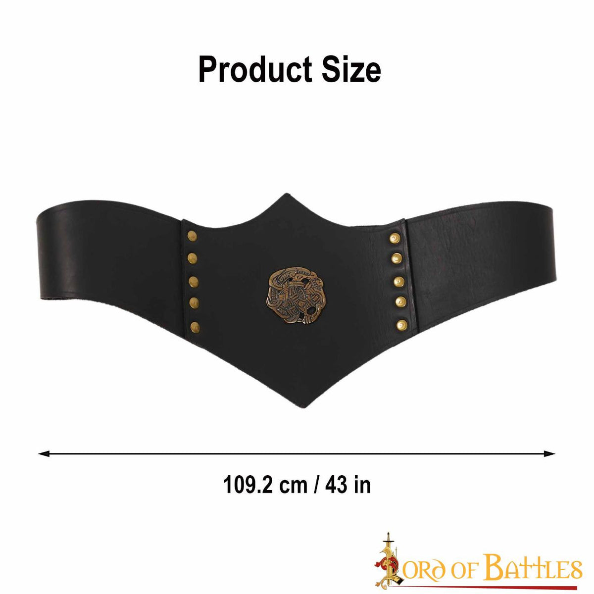 Cinturón de cuero Royal Huntress, cuero negro