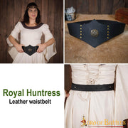 Cinturón de cuero Royal Huntress, cuero negro