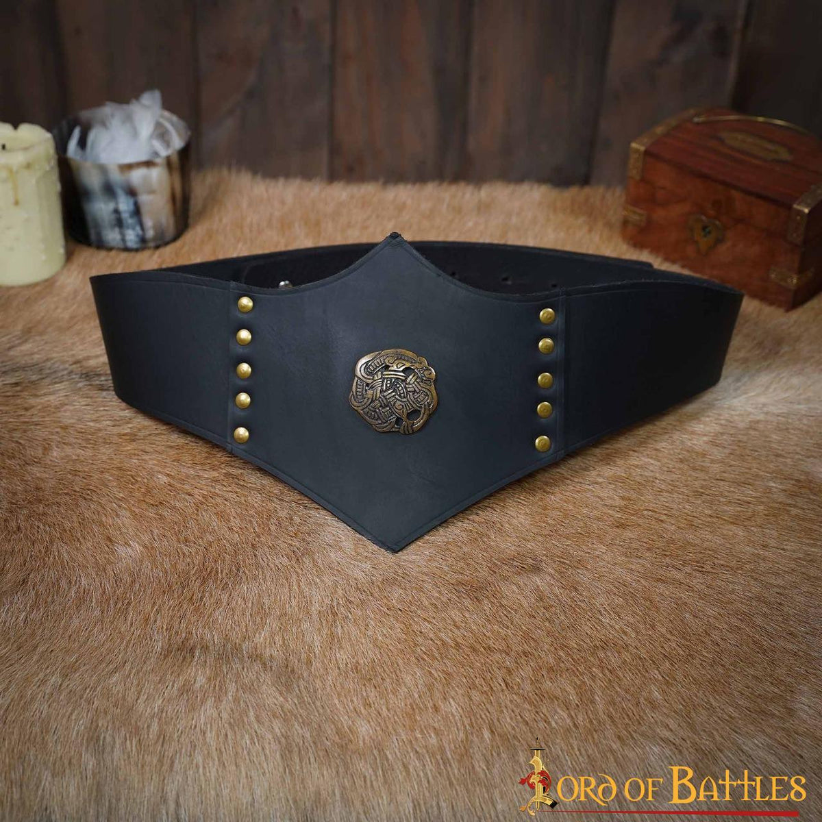 Cinturón de cuero Royal Huntress, cuero negro