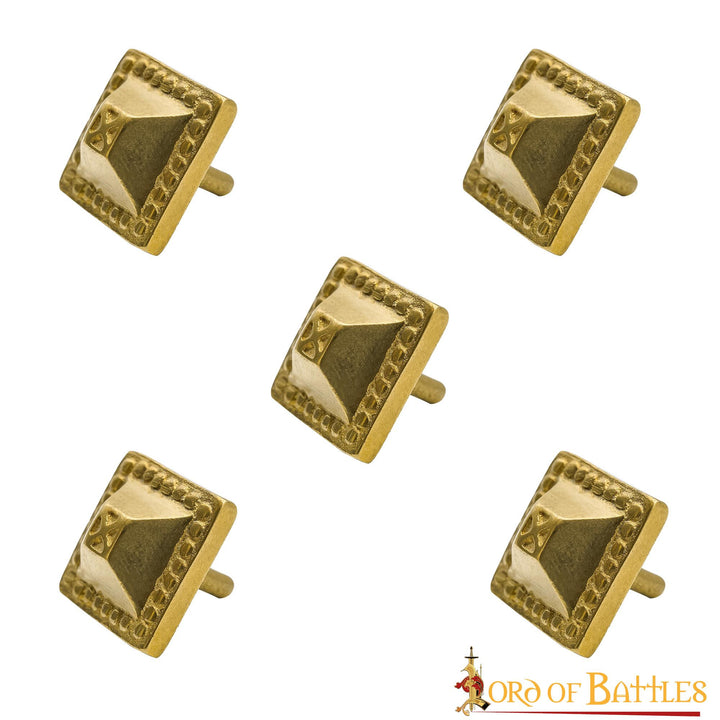 Set 5 tachuelas decorativas en latón para ropa o cuero (1,2 cm.)