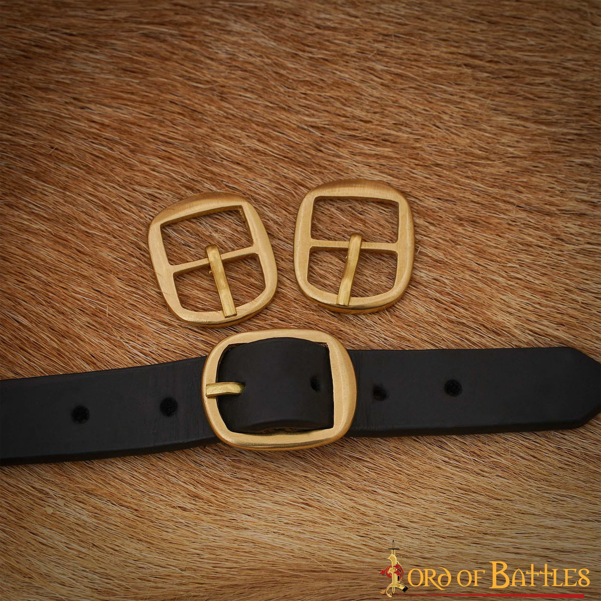 Set 3 hebillas latonadas para correas de armaduras (2,5x3 cm.)