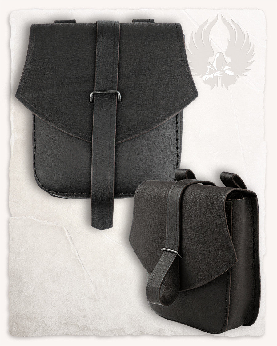 Bolso medieval modelo Tostig, cuero negro