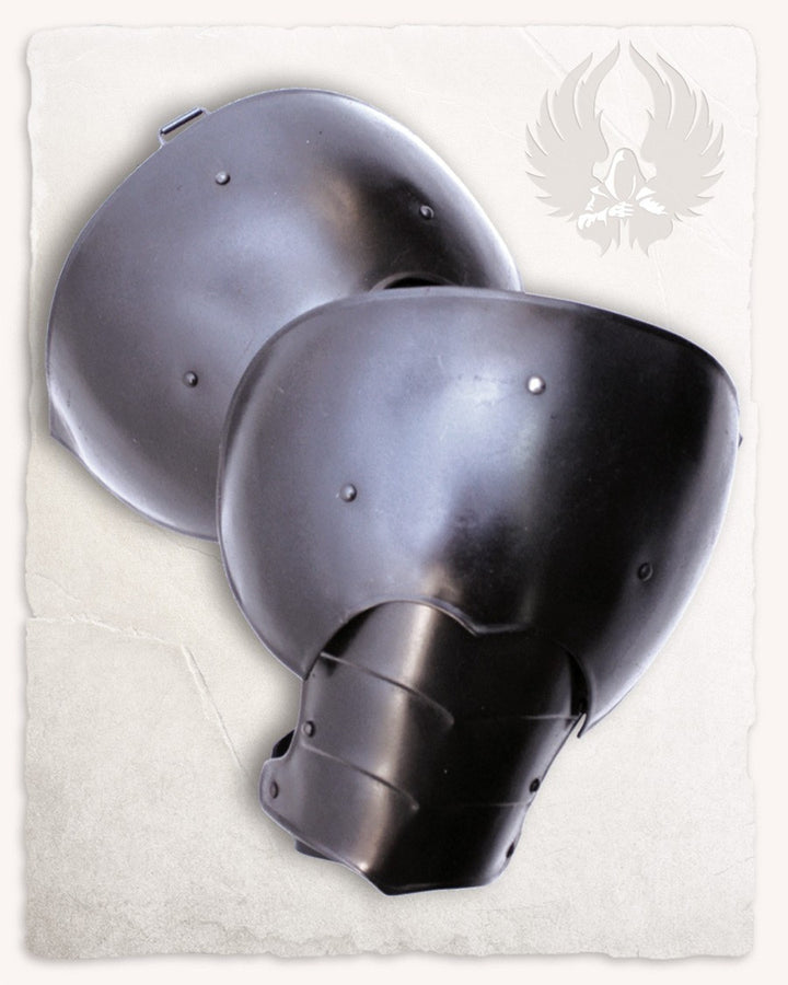 Hombreras medievales grandes modelo Markward, acabado ennegrecido